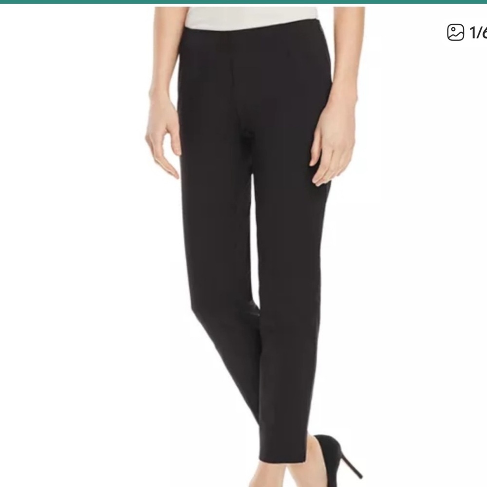 NWT Lafayette 148 Stanton stretch wool black pants Sz 14